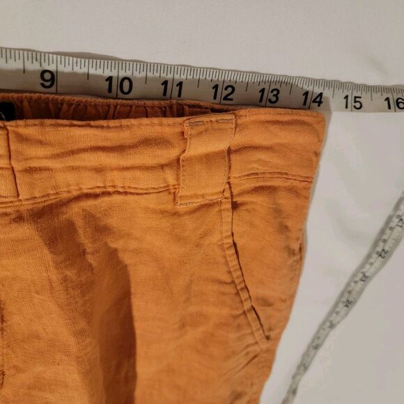 Rachel Roy Womens Linen Pants Size Medium Orange Cargo Coastal Y2K Hip Hop - Picture 6 of 7